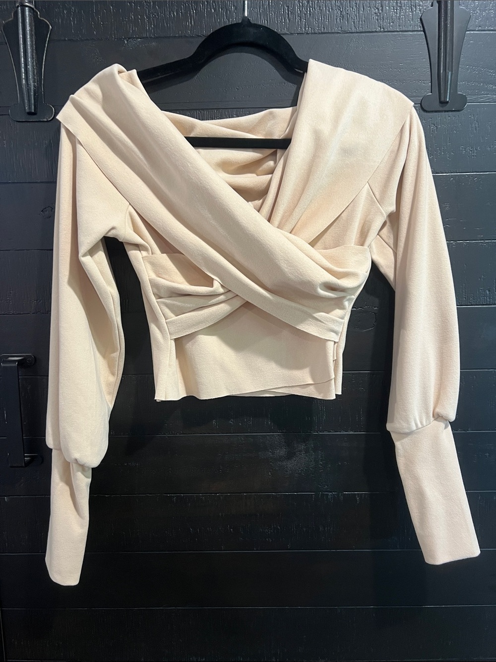 SHEIN Cream Draped Wrap Crop Top